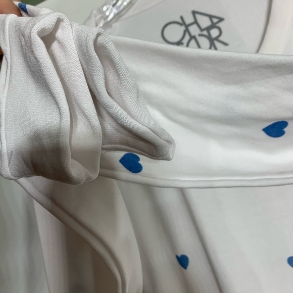 CHASER heart print soft pullover sweatshirt Large white new with tag nwt - Picture 4 of 7